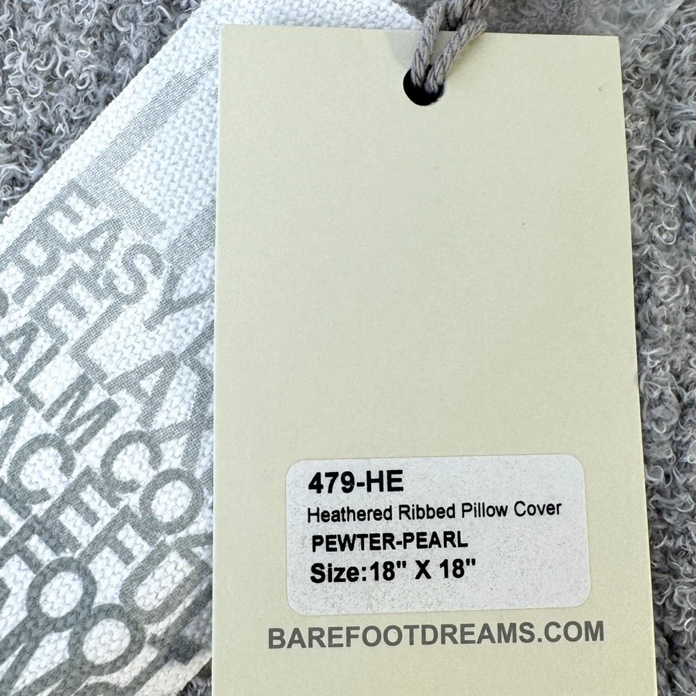 BAREFOOT DREAMS Heathered Ribbed Pillow Cover NEW Pewter Pearl RARE